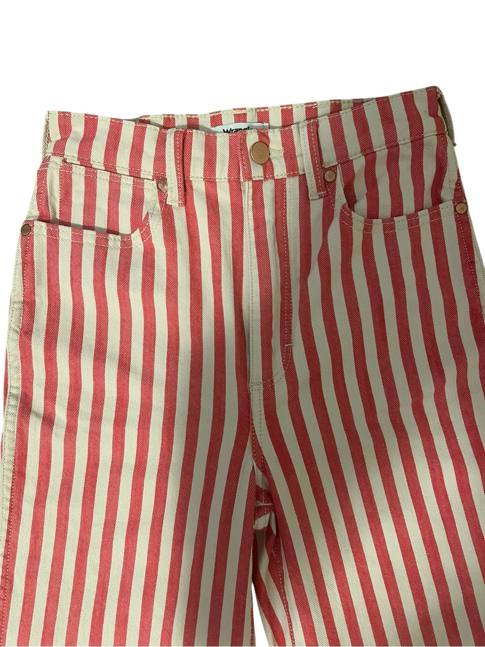 Wrangler Wanderer Bell Bottom Flare Jeans USA Red White Stripe High Rise 26 Boho - Picture 6 of 11
